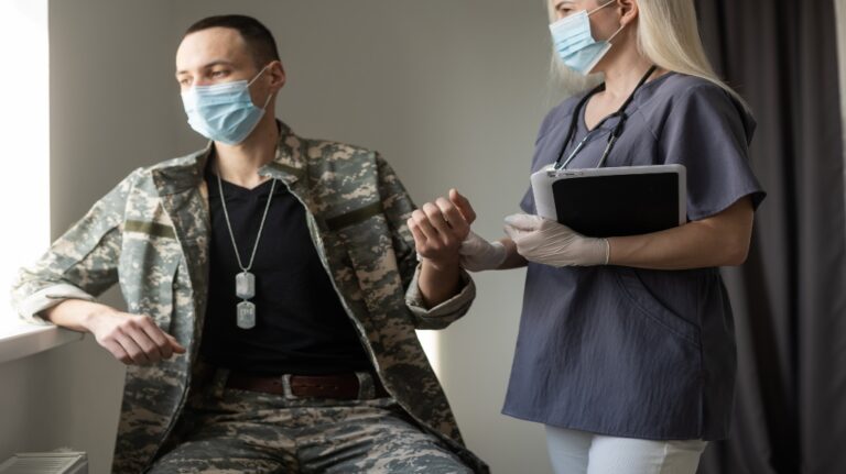 veteran being examined